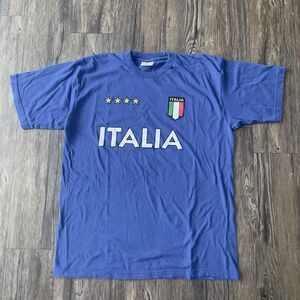 Vintage Italy Soccer T-Shirt Topline Lemon Collection Royal Blue Men Large EUC